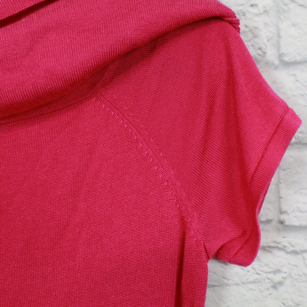 Vince Camuto Pink Rib Knit Folded Loose Turtleneck Short Sleeves Blouse Size S - Picture 5 of 10